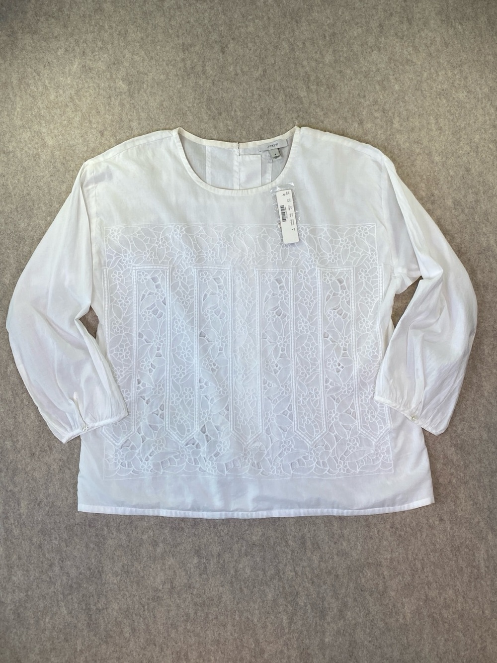 NWT J. Crew White Lace-Front Lightweight Cotton Blouse